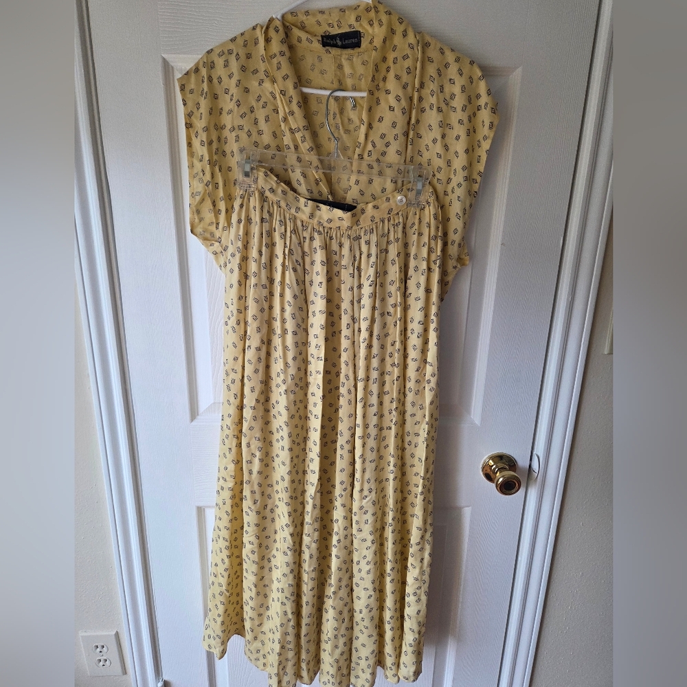 VTG Ralph Lauren Set M Maxi Skirt and Blouse Buttercream Yellow Cottagecore